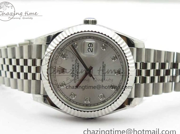 MiroTime 0327 DateJust 41MM 126334 904L SS VRF 1:1 Best Edition Silver Dial Crystals Markers on SS Jubilee Bracelet A FashionForward 2907